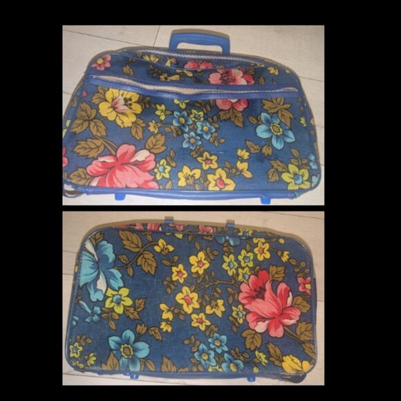 Vintage 70s Floral Bantam Carry-On Suitcase Travel Bag Hippie Boho 10"x16" - Picture 1 of 7